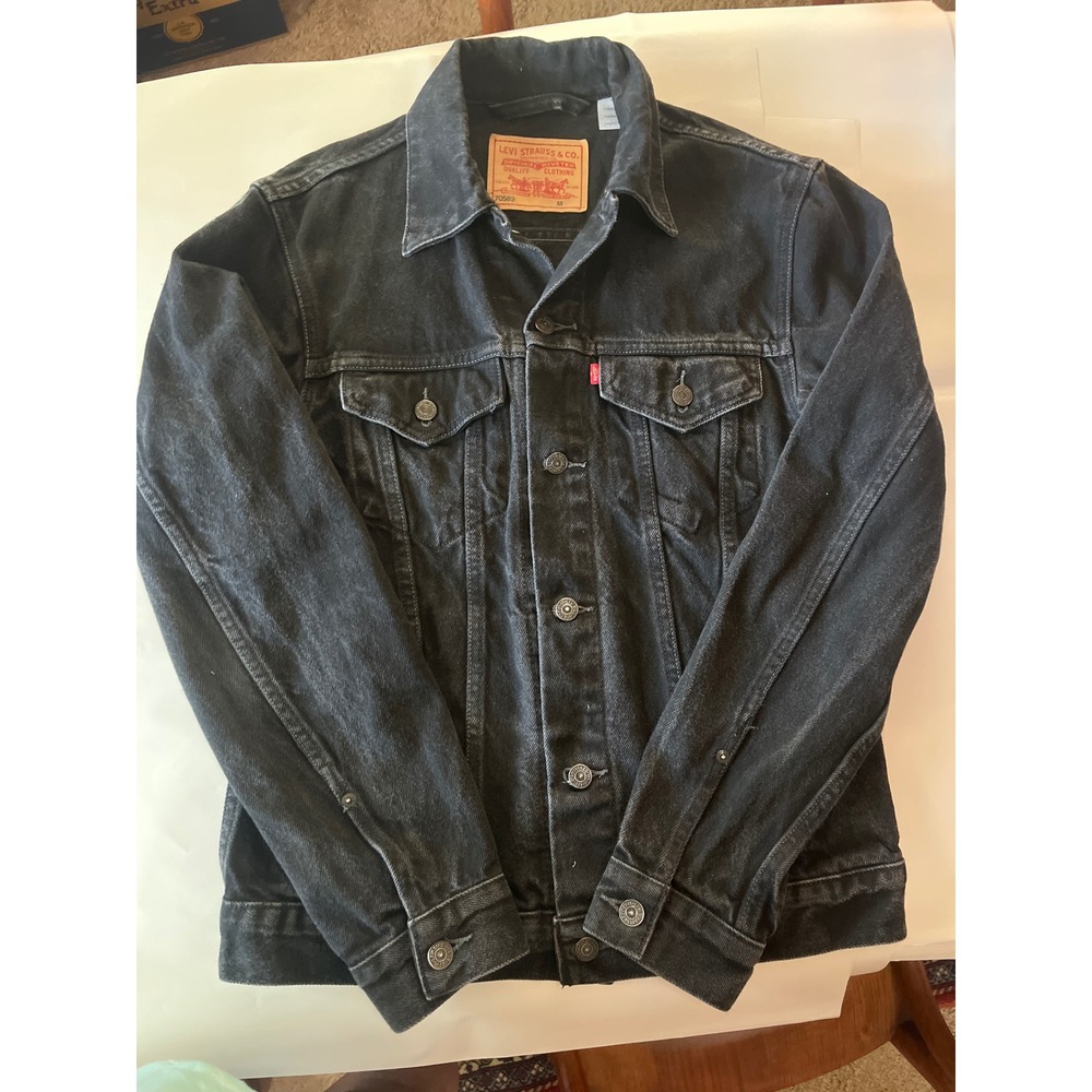 Levi's Denim Jacket Women's M Black 70589 Trucker Classic Red Tab Cotton